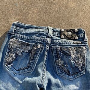 Miss Me Blue Jeans with Silver Embellishments